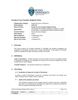 Faculty of Law Canadian Subjects Policy 1