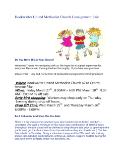 Children`s Consignment Sale - Bookwalter United Methodist Church