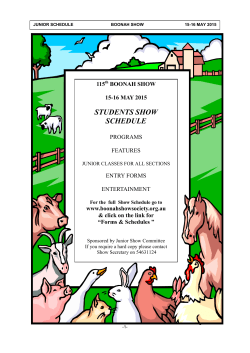 Junior Show Schedule - Boonah Show Society