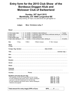 Entry form for the 2015 Club Show of the Bordeaux