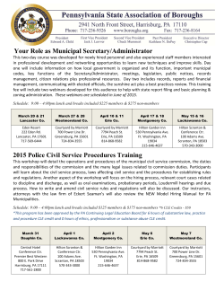 2015 Classroom Training - Pennsylvania State Association of