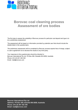 Borovac coal cleaning process Assessment of ore bodies