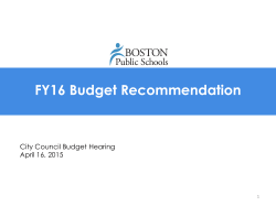 FY16 Budget recommendation to City Council