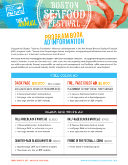 Advertise in the 2015 Boston Seafood Festival Program Book