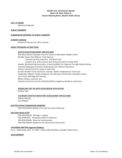Boulder Arts Commission Agenda March 18, 2015, 6:00 pm Canyon