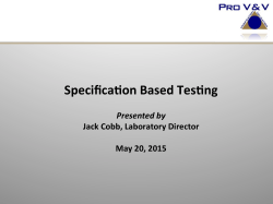 Specification Based Testing - Bowen Center for Public Affairs
