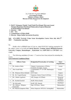 No.57/08/2015-Trg.II/FC/BPR&D Government of India Ministry of