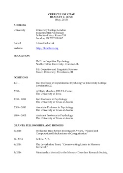 CURRICULUM VITAE BRADLEY C. LOVE (May, 2015