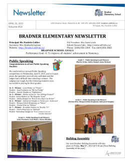 April 14, 2015 Newsletter - Bradner Elementary