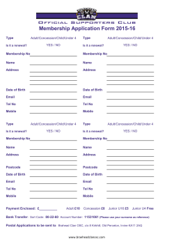 Membership Application Form 2015-16