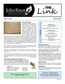 The Link - April 7, 2015 - John Knox Christian School