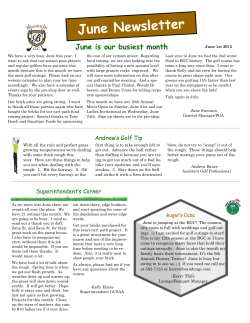 June Newsletter - Brandon Golf Course