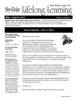 Summer Newsletter in pdf format - Blue Ridge Center for Lifelong