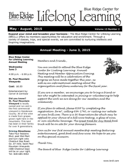 Summer Newsletter in pdf format - Blue Ridge Center for Lifelong