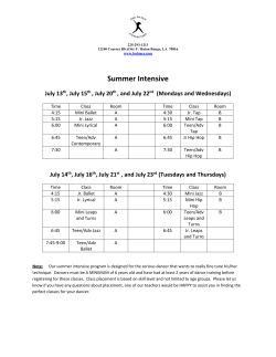 to view the Summer Intensive Schedule 2015