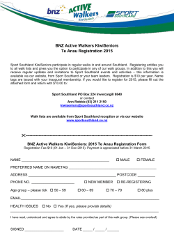 BNZ Active Walkers KiwiSeniors Te Anau Registration 2015