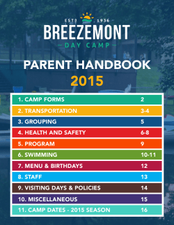 PARENT HANDBOOK - Breezemont Day Camp