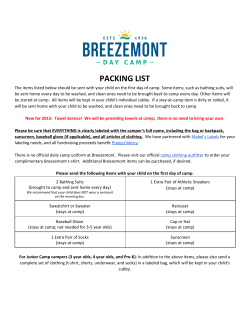 PACKING LIST - Breezemont Day Camp