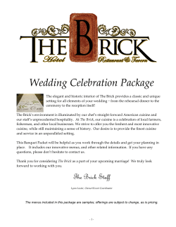 Wedding Celebration Package - The Brick Hotel Restaurant & Tavern