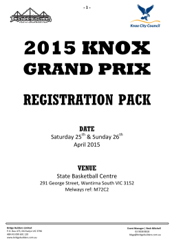 Knox Grand Prix Entry Pack - Bridge Builders Youth Organisation