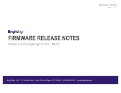 FIRMWARE RELEASE NOTES