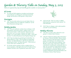 Garden & Nursery Talks on Sunday, May 3, 2015