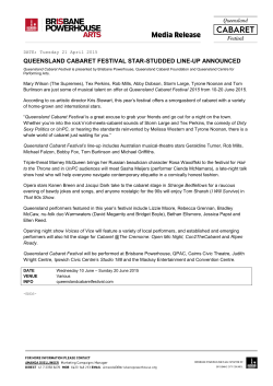 Press release  - Brisbane Powerhouse