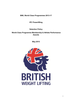 IPC Powerlifting WCP Athlete Support Programme Selection Policy