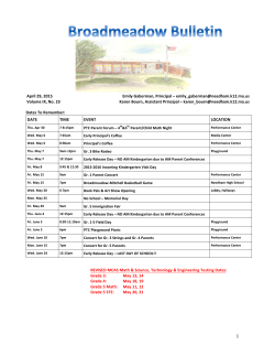 April 29 Bulletin - Broadmeadow Elementary School