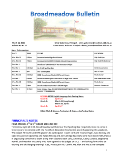 March 11 Bulletin - Broadmeadow Elementary School