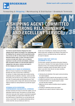 A SHIPPING AGeNT commITTed To STRoNG ReLATIoNSHIPS ANd