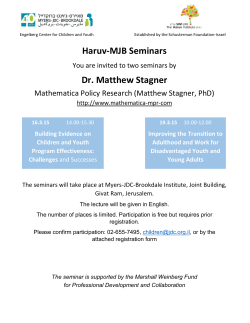 Haruv-MJB Seminars Dr. Matthew Stagner - Myers-JDC
