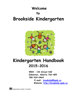 2015-16 Kindergarten Handbook - Brookside School