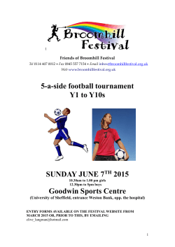5-a-side football tournament Y1 to Y10s SUNDAY JUNE 7 2015