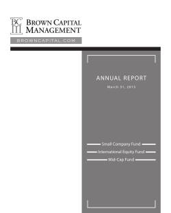 ANNUAL REPORT - Brown Capital Management