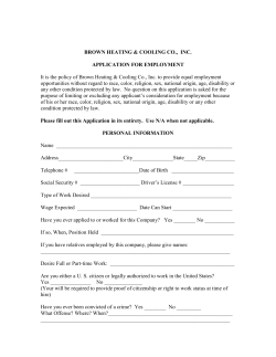 Employment Application - Brown Heating and Cooling