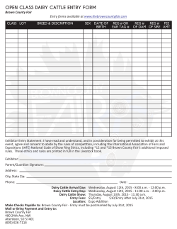 OPEN CLASS DAIRY CATTLE ENTRY FORM