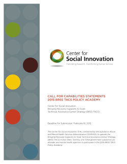 2015 BRSS TACS Policy Academy - The Center for Social Innovation
