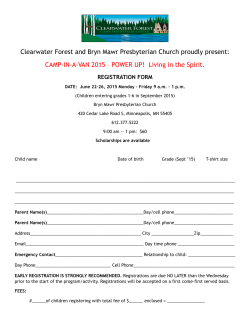 2015 Camp Registration form - Bryn Mawr Presbyterian Church