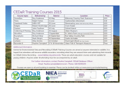 CEDaR Training Courses 2015