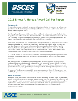 2015 Ernest A. Herzog Award Call For Papers