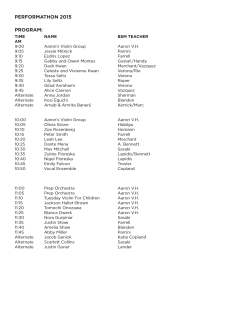 Student Performers Schedule