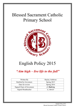 Blessed Sacrament Catholic Primary School English Policy 2015