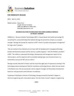FOR IMMEDIATE RELEASE - Business Solution Technologies