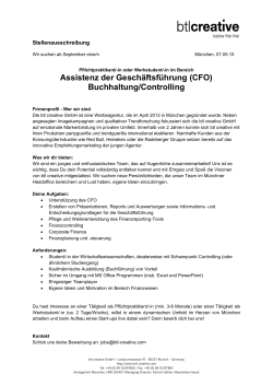 CFO-Assistant Pflichtpraktikant/Werkstudent - BTL