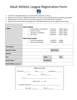 Adult Athletic League Registration Form