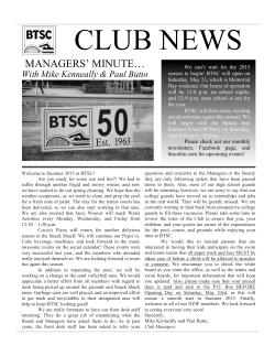 CLUB NEWS - Boardman Tennis & Swim Club