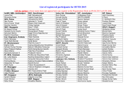 List of registered participants for BTTD 2015