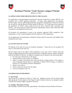 Buckeye Premier Youth Soccer League Policies