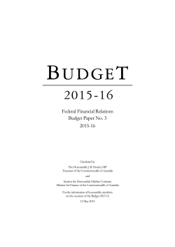 Budget 2015 - Budget Paper No. 3: Federal Financial Relations